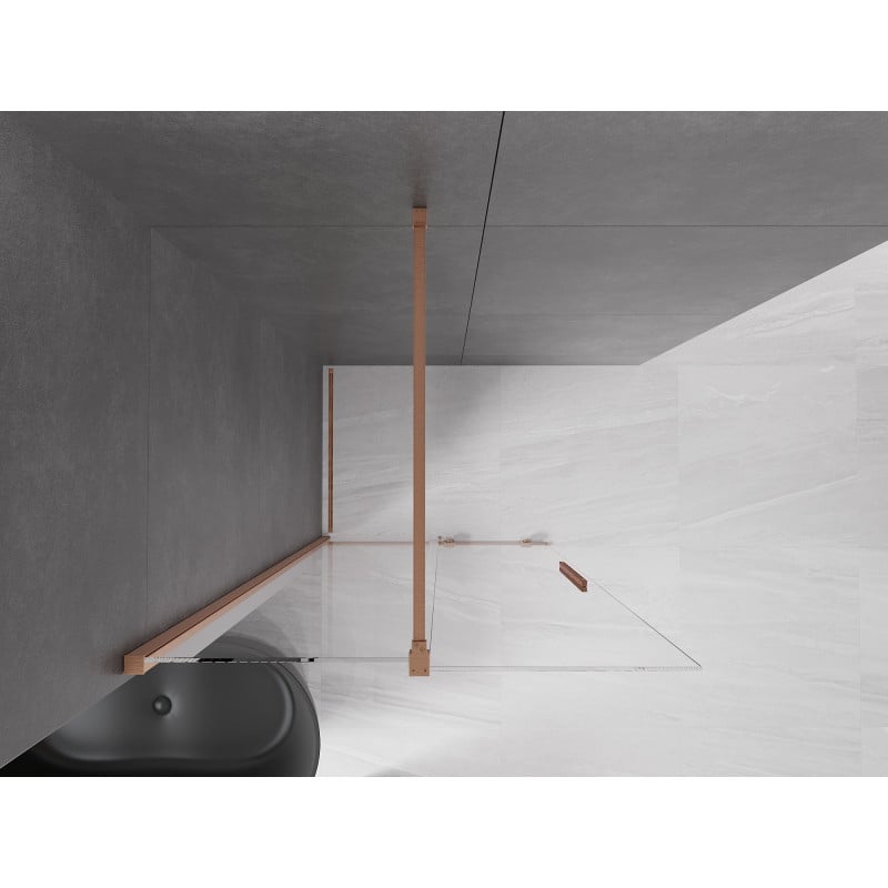 Mexen Velar paroi de douche coulissante Walk-in 100 x 200 cm, transparent 8 mm, cuivre brossé - 871-100-000-03-65