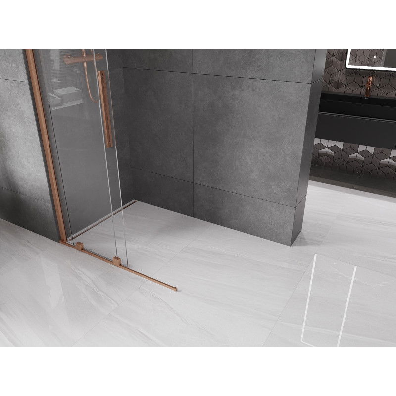 Mexen Velar paroi de douche coulissante Walk-in 110 x 200 cm, transparent 8 mm, cuivre brossé - 871-110-000-03-65