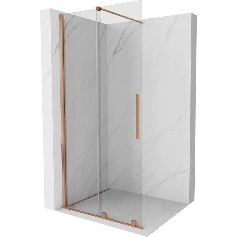 Mexen Velar paroi de douche coulissante Walk-in 120 x 200 cm, transparent 8 mm, cuivre brossé - 871-120-000-03-65
