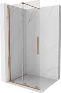 Mexen Velar paroi de douche extensible Walk-in 120 x 200 cm, verre transparent 8 mm, laiton brossé - 871-120-000-03-65