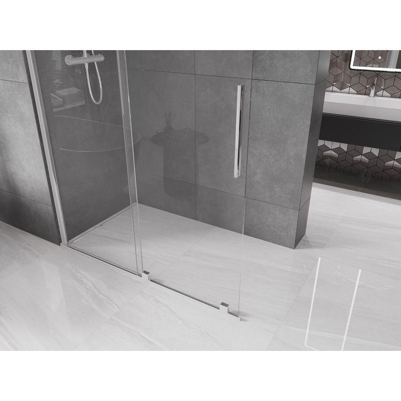 Mexen Velar Paroi de douche coulissante Walk-in 140 x 200 cm, transparent 8 mm, chrome - 871-140-000-03-01