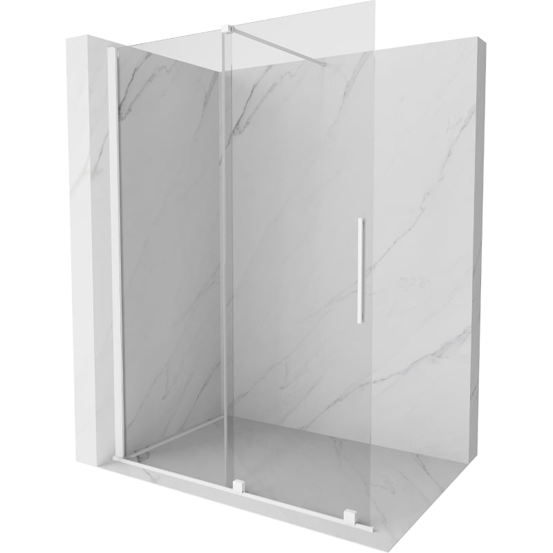 Mexen Velar Paroi de douche coulissante Walk-in 160 x 200 cm, transparent 8 mm, blanche - 871-160-000-03-20