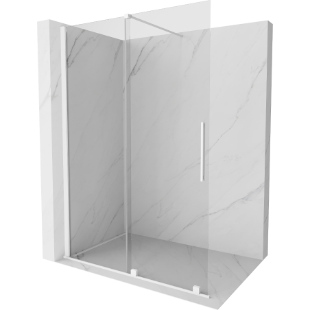 Mexen Velar Paroi de douche coulissante Walk-in 160 x 200 cm, transparent 8 mm, blanche - 871-160-000-03-20