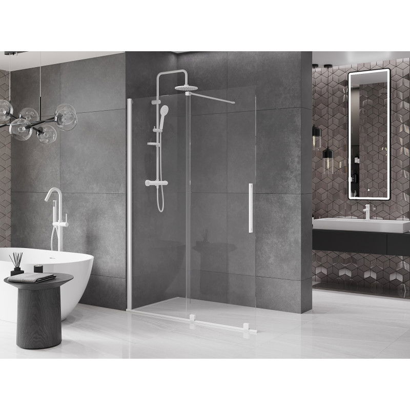 Mexen Velar paroi de douche coulissante Walk-in 140 x 200 cm, transparent 8 mm, blanc - 871-140-000-03-20