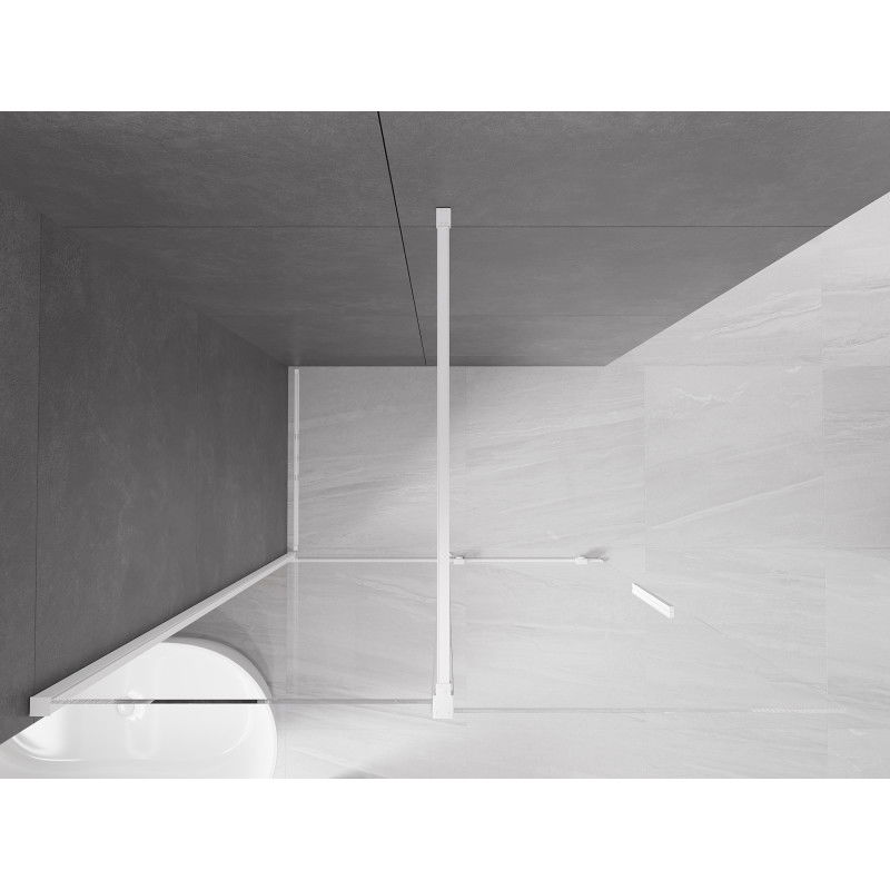 Mexen Velar paroi de douche coulissante Walk-in 140 x 200 cm, transparent 8 mm, blanc - 871-140-000-03-20