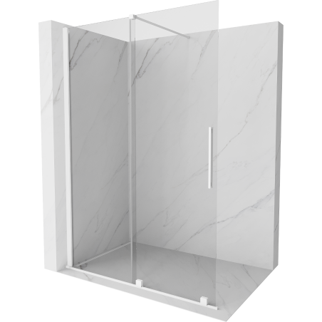 Mexen Velar paroi de douche coulissante Walk-in 130 x 200 cm, transparent 8 mm, blanche - 871-130-000-03-20