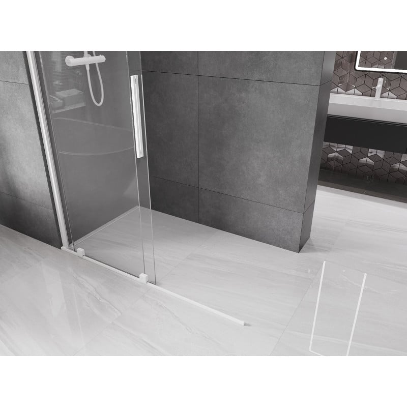 Mexen Velar paroi de douche coulissante Walk-in 130 x 200 cm, transparent 8 mm, blanc - 871-130-000-03-20
