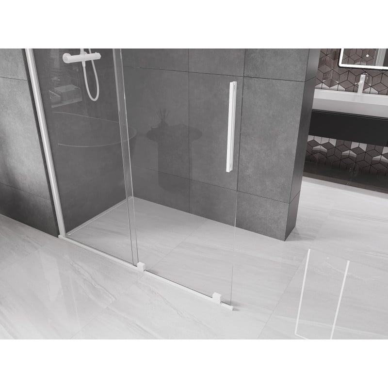 Mexen Velar paroi de douche coulissante Walk-in 130 x 200 cm, transparent 8 mm, blanc - 871-130-000-03-20