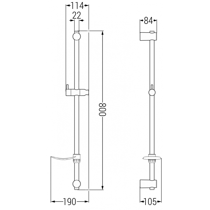 Mexen DF barre de douche avec porte-savon 80 cm, dorée - 79382-50