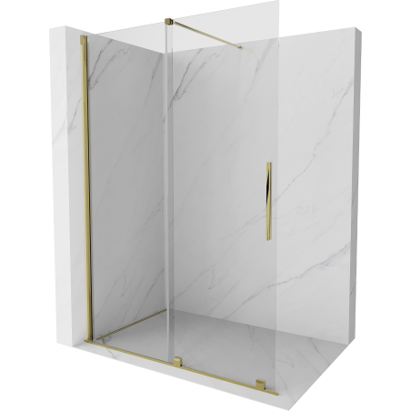 Mexen Velar paroi de douche coulissante Walk-in 140 x 200 cm, transparente 8 mm, or - 871-140-000-03-50
