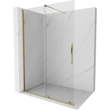 Mexen Velar paroi de douche pliante Walk-in 140 x 200 cm, transparente 8 mm, dorée - 871-140-000-03-50