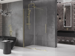 Mexen Velar paroi de douche pliante Walk-in 140 x 200 cm, transparente 8 mm, dorée - 871-140-000-03-50