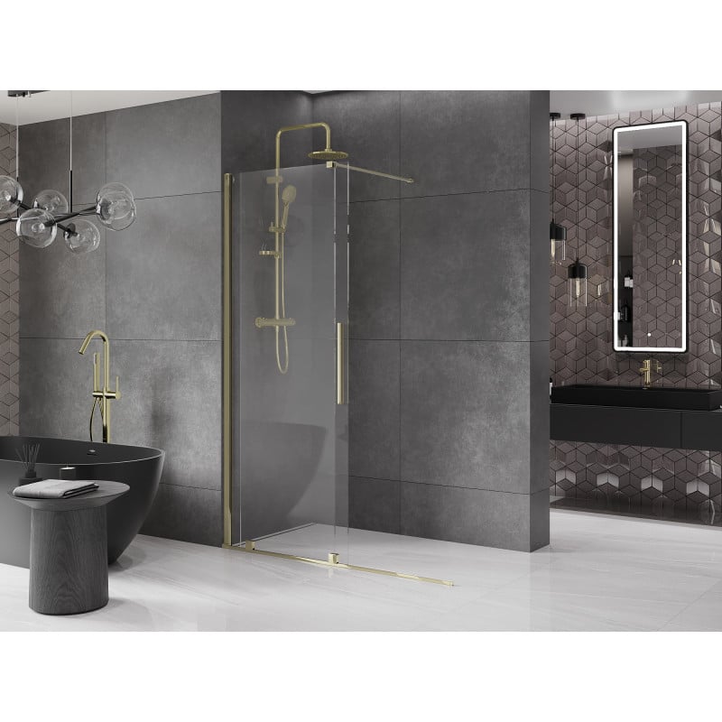 Mexen Velar paroi de douche coulissante Walk-in 140 x 200 cm, transparent 8 mm, or - 871-140-000-03-50