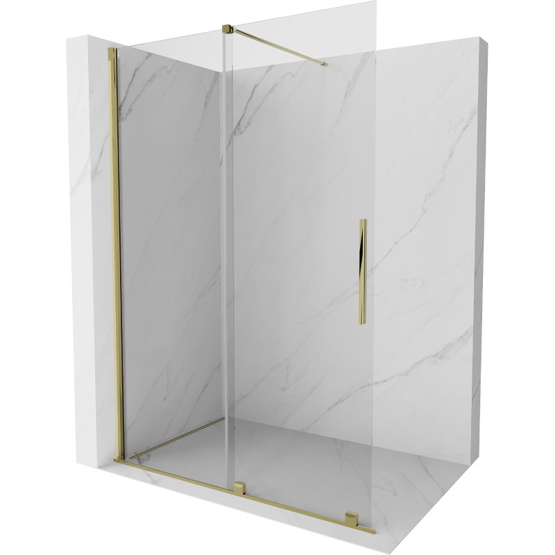 Mexen Velar paroi de douche coulissante Walk-in 160 x 200 cm, transparent 8 mm, or - 871-160-000-03-50
