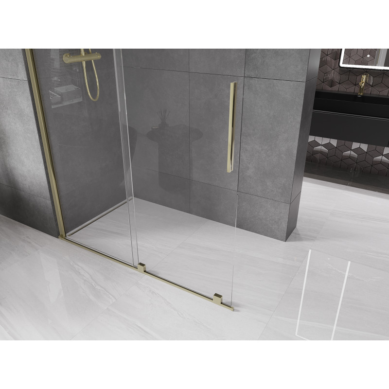 Mexen Velar cloison de douche coulissante Walk-in 160 x 200 cm, transparent 8 mm, doré - 871-160-000-03-50