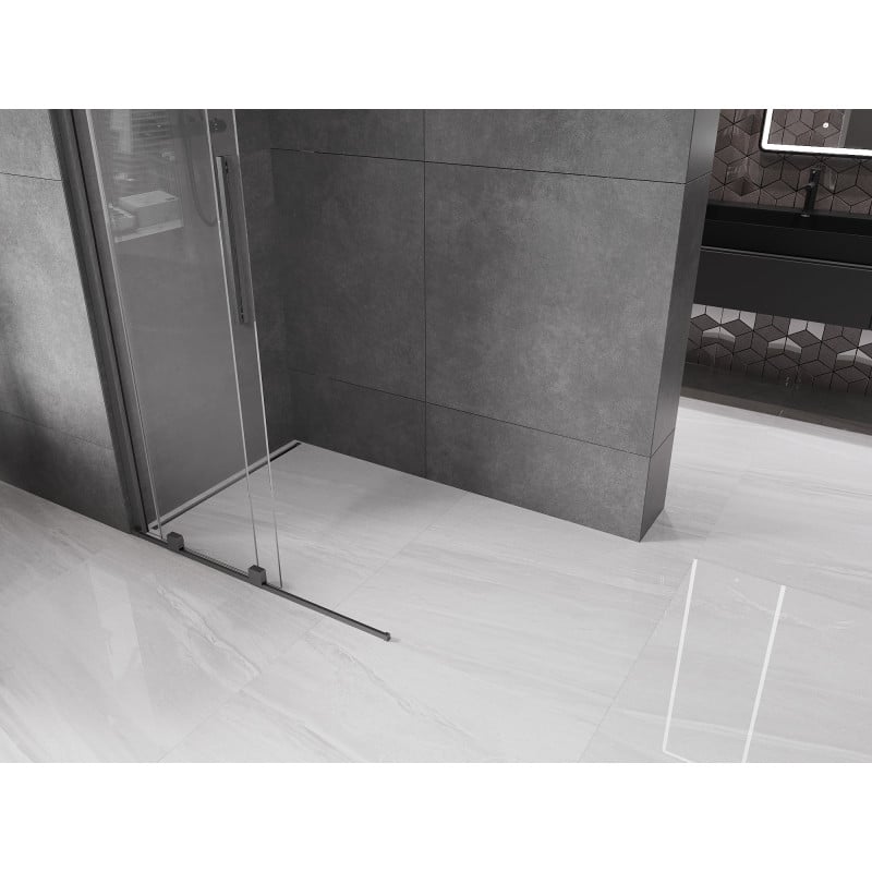 Mexen Velar paroi de douche coulissante Walk-in 75 x 200 cm, transparent 8 mm, gris pistolet brossé - 871-075-000-03-66