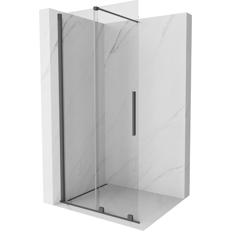 Mexen Velar paroi de douche coulissante Walk-in 110 x 200cm, transparent 8 mm, gris fusil brossé - 871-110-000-03-66