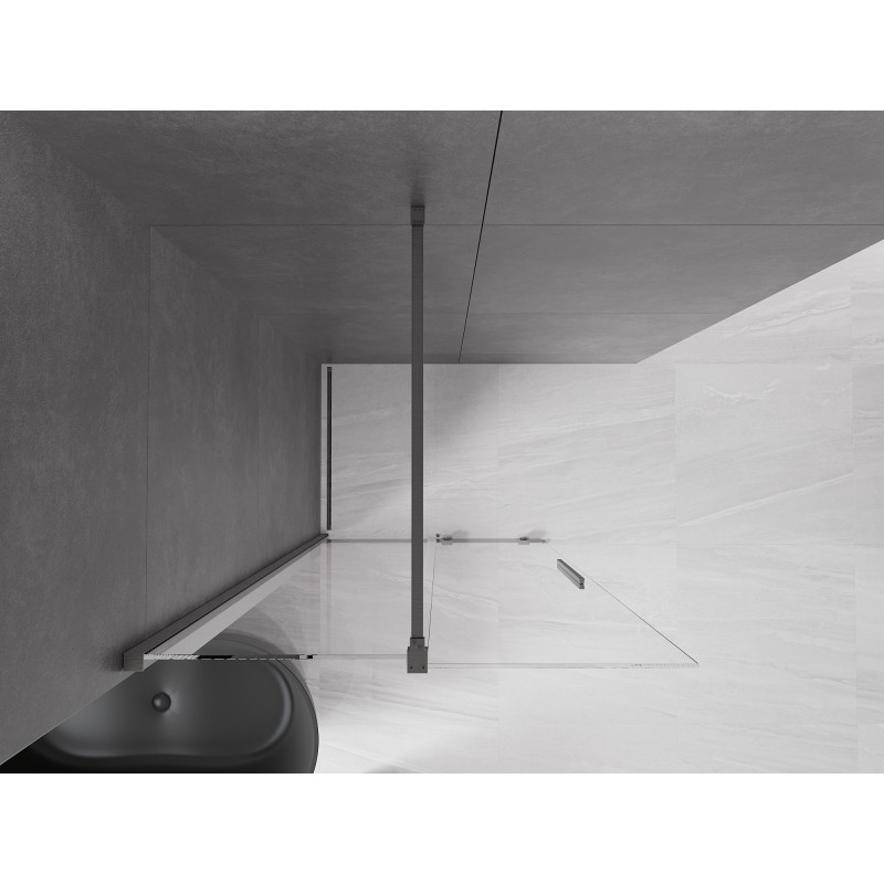Mexen Velar paroi de douche coulissante Walk-in 110 x 200cm, transparent 8 mm, gris fusil brossé - 871-110-000-03-66