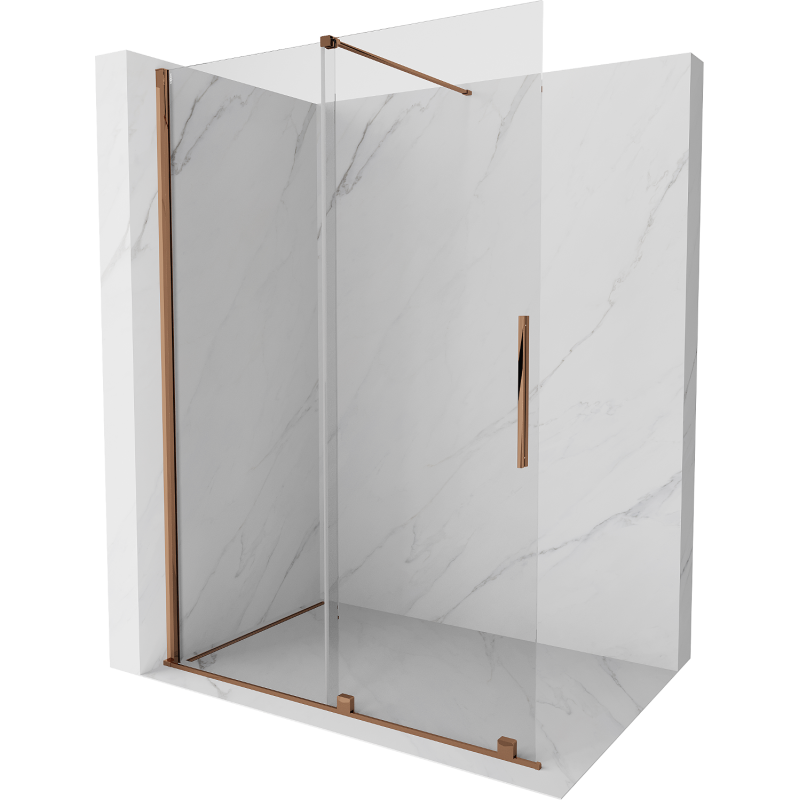 Mexen Velar paroi de douche walk-in coulissante 130 x 200 cm, transparent 8 mm, or rose - 871-130-000-03-60