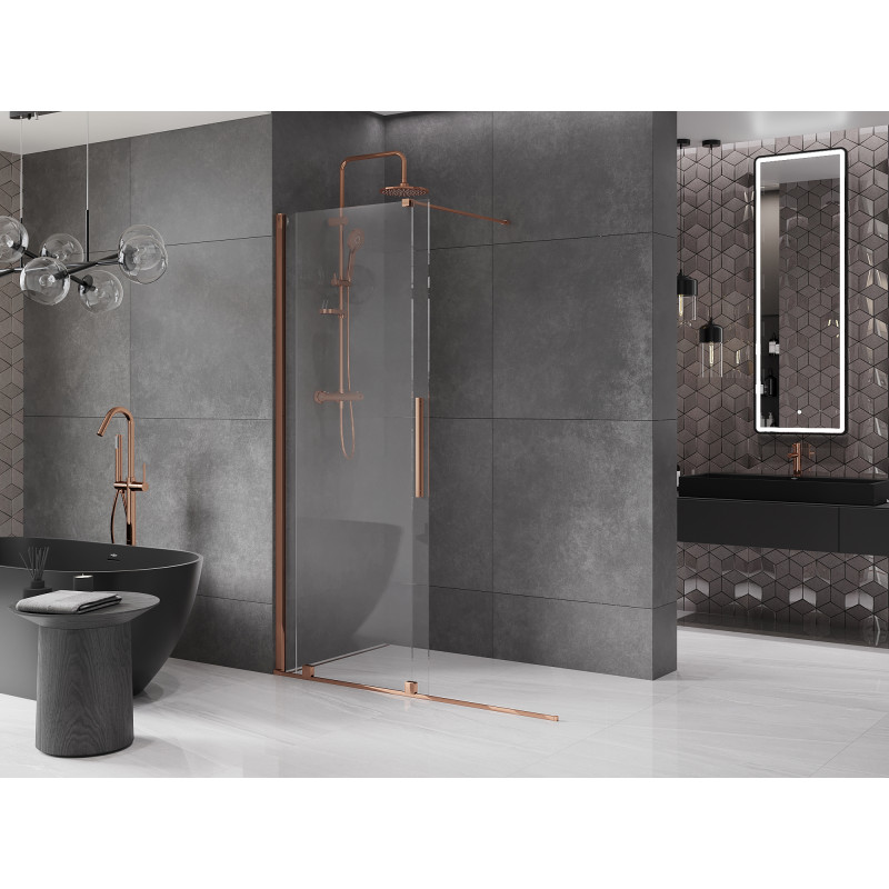 Mexen Velar paroi de douche walk-in coulissante 130 x 200 cm, transparent 8 mm, or rose - 871-130-000-03-60