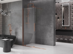 Mexen Velar paroi de douche coulissante Walk-in 130 x 200 cm, transparent 8 mm, or rose - 871-130-000-03-60