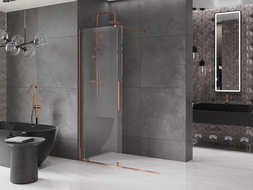 Mexen Velar paroi de douche pliante Walk-in 130 x 200 cm, transparente 8 mm, or rose - 871-130-000-03-60