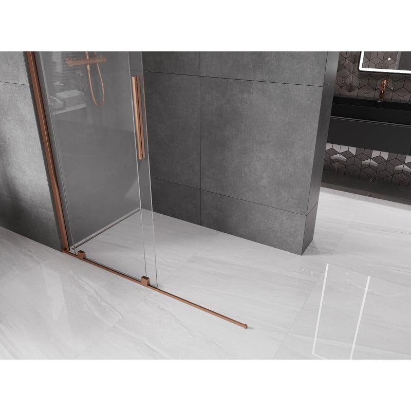 Mexen Velar paroi de douche coulissante Walk-in 140 x 200 cm, transparent 8 mm, or rose - 871-140-000-03-60
