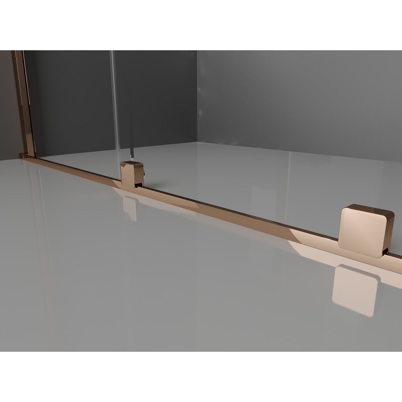 Mexen Velar paroi de douche coulissante Walk-in 140 x 200 cm, transparent 8 mm, or rose - 871-140-000-03-60