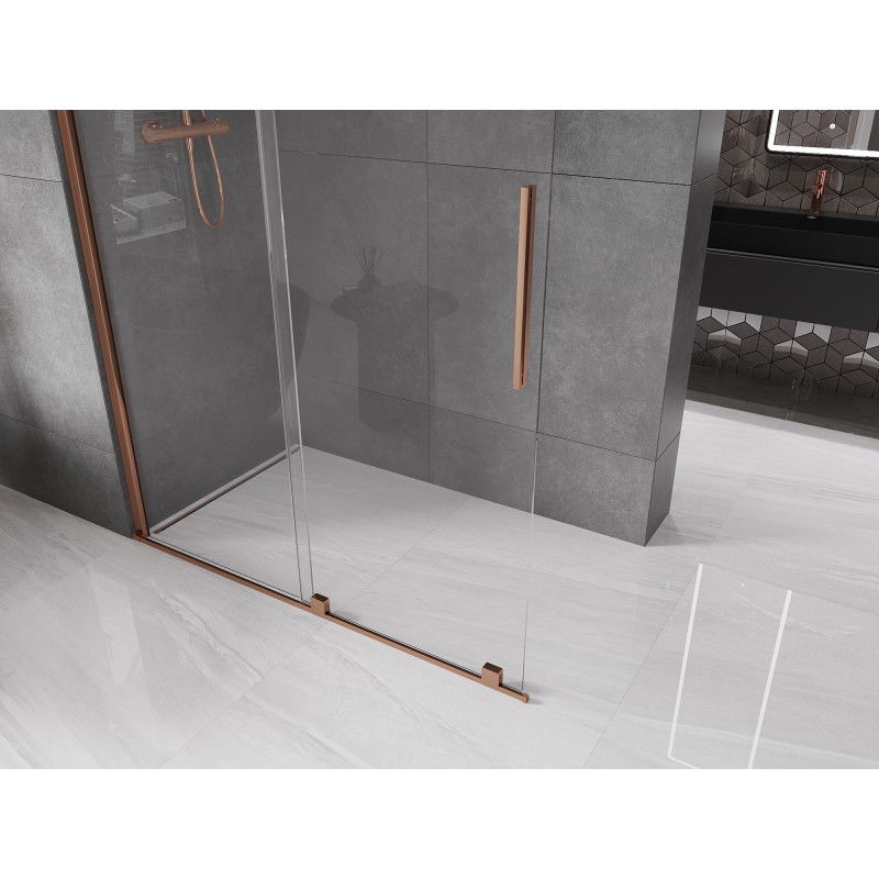 Mexen Velar paroi de douche coulissante Walk-in 150 x 200 cm, transparent 8 mm, or rose - 871-150-000-03-60