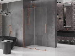 Mexen Velar paroi de douche coulissante Walk-in 150 x 200 cm, transparent 8 mm, or rose - 871-150-000-03-60