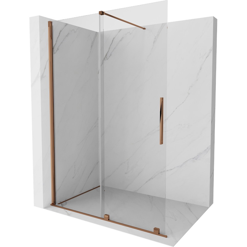 Mexen Velar Panneau de douche coulissant Walk-in 160 x 200 cm, transparent 8 mm, or rose - 871-160-000-03-60