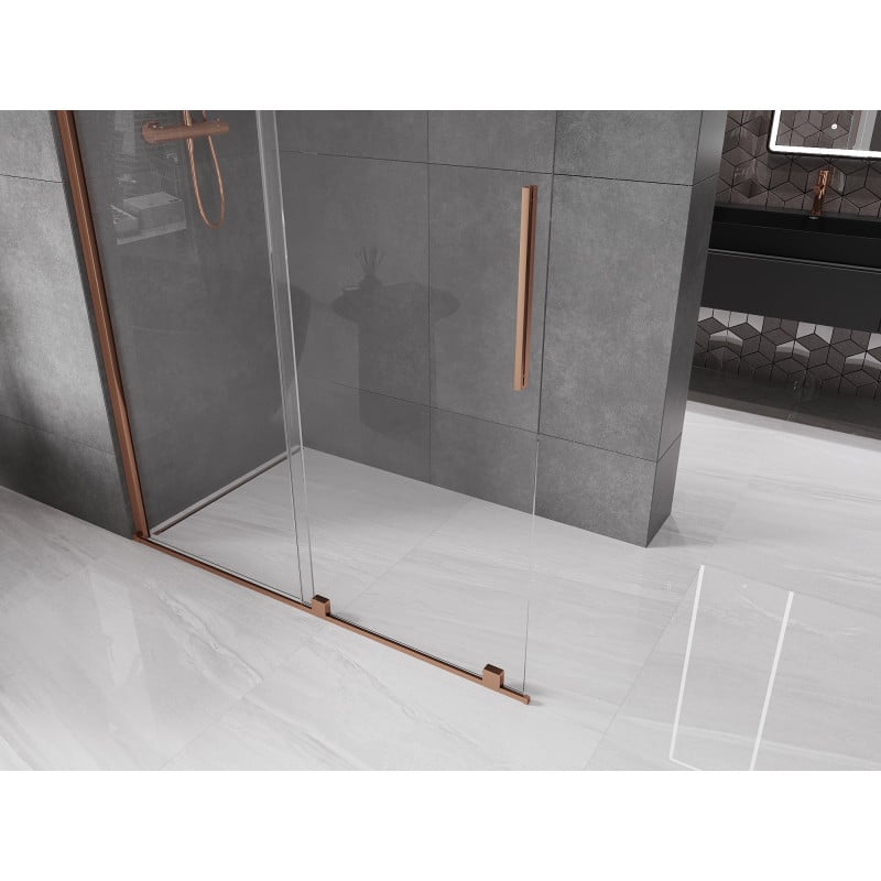 Mexen Velar paroi de douche coulissante Walk-in 160 x 200 cm, transparent 8 mm, or rose - 871-160-000-03-60