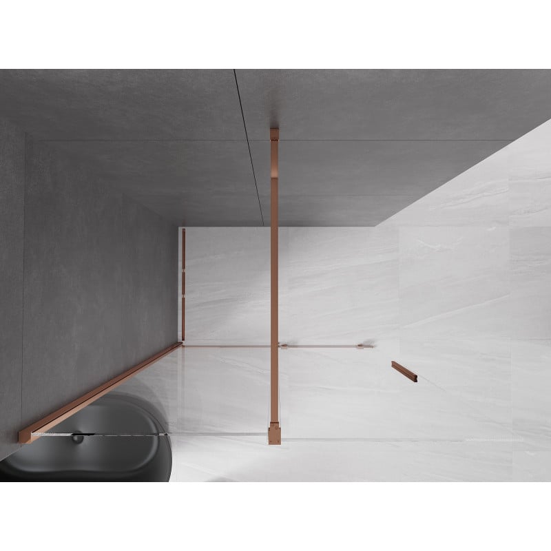 Mexen Velar paroi de douche coulissante Walk-in 160 x 200 cm, transparent 8 mm, or rose - 871-160-000-03-60