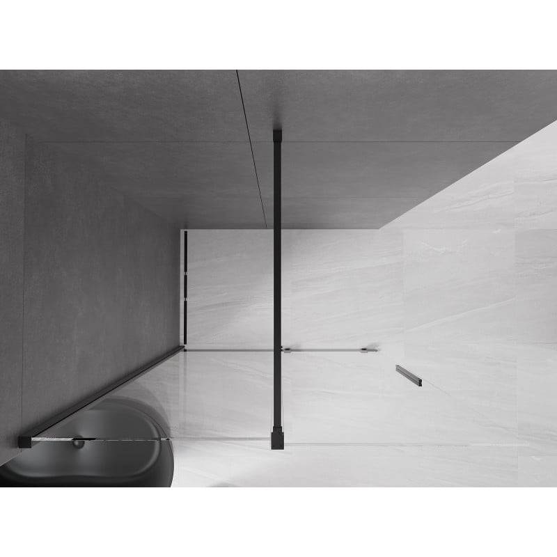 Mexen Velar paroi de douche coulissante Walk-in 130 x 200 cm, transparent 8 mm, noir - 871-130-000-03-70