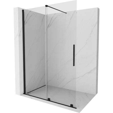 Paroi de douche coulissante Mexen Velar Walk-in 150 x 200 cm, transparent 8 mm, noire - 871-150-000-03-70