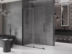 Mexen Velar Paroi de douche coulissante Walk-in 150 x 200 cm, transparent 8 mm, noire - 871-150-000-03-70