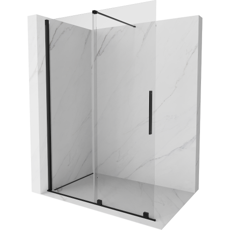 Mexen Velar paroi de douche coulissante Walk-in 160 x 200 cm, transparente 8 mm, noire - 871-160-000-03-70