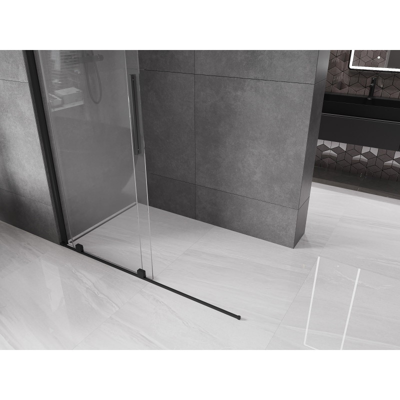 Mexen Velar paroi de douche coulissante Walk-in 160 x 200 cm, transparent 8 mm, noir - 871-160-000-03-70