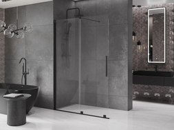 Mexen Velar paroi de douche coulissante Walk-in 160 x 200 cm, transparente 8 mm, noire - 871-160-000-03-70