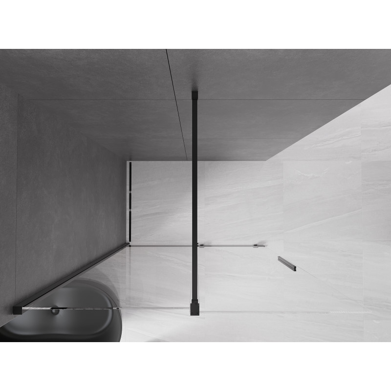 Mexen Velar cloison de douche coulissante Walk-in 160 x 200 cm, transparent 8 mm, noir - 871-160-000-03-70
