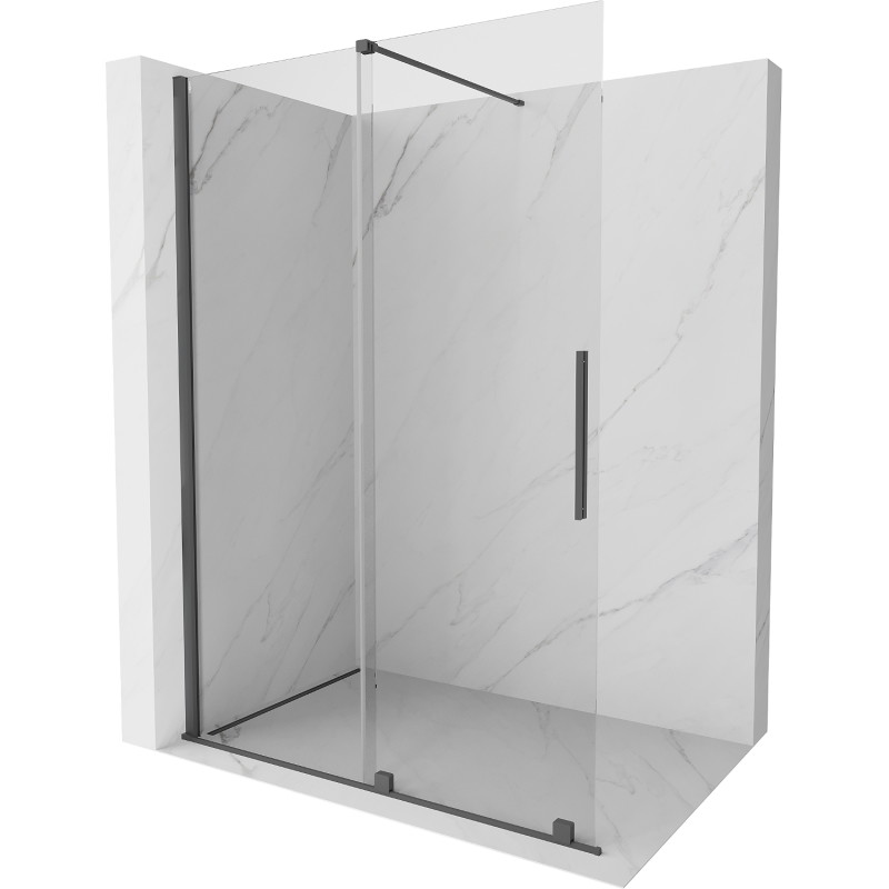 Mexen Velar paroi de douche coulissante Walk-in 140 x 200 cm, transparent 8 mm, gris canon brossé - 871-140-000-03-66