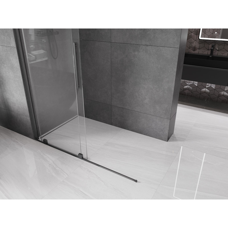 Mexen Velar paroi de douche coulissante Walk-in 140 x 200 cm, transparent 8 mm, gris acier brossé - 871-140-000-03-66