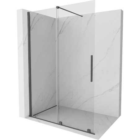 Mexen Velar Paroi de douche coulissante Walk-in 160 x 200 cm, transparent 8 mm, gris pistolet brossé - 871-160-000-03-66