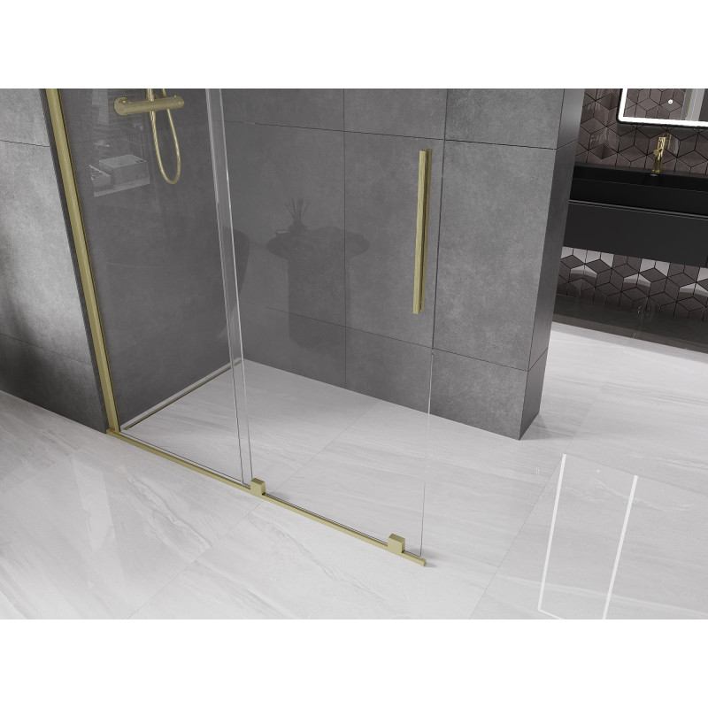 Mexen Velar paroi de douche coulissante Walk-in 130 x 200 cm, transparent 8 mm, or brossé - 871-130-000-03-55
