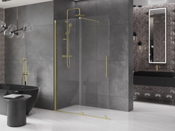 Mexen Velar paroi de douche coulissante Walk-in 130 x 200 cm, transparent 8 mm, or brossé - 871-130-000-03-55
