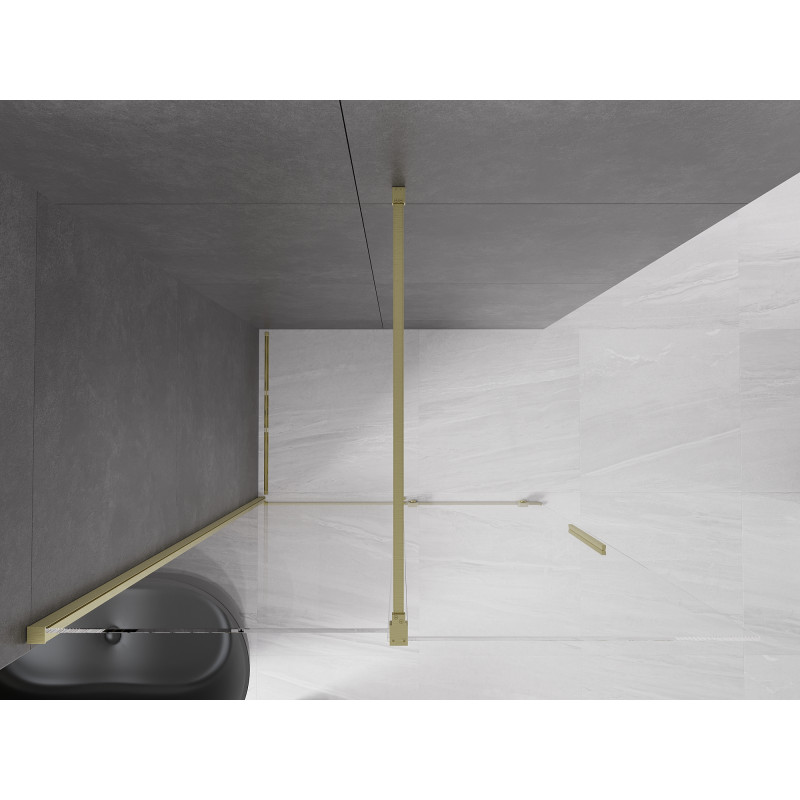 Mexen Velar paroi de douche coulissante Walk-in 130 x 200 cm, transparent 8 mm, or brossé - 871-130-000-03-55