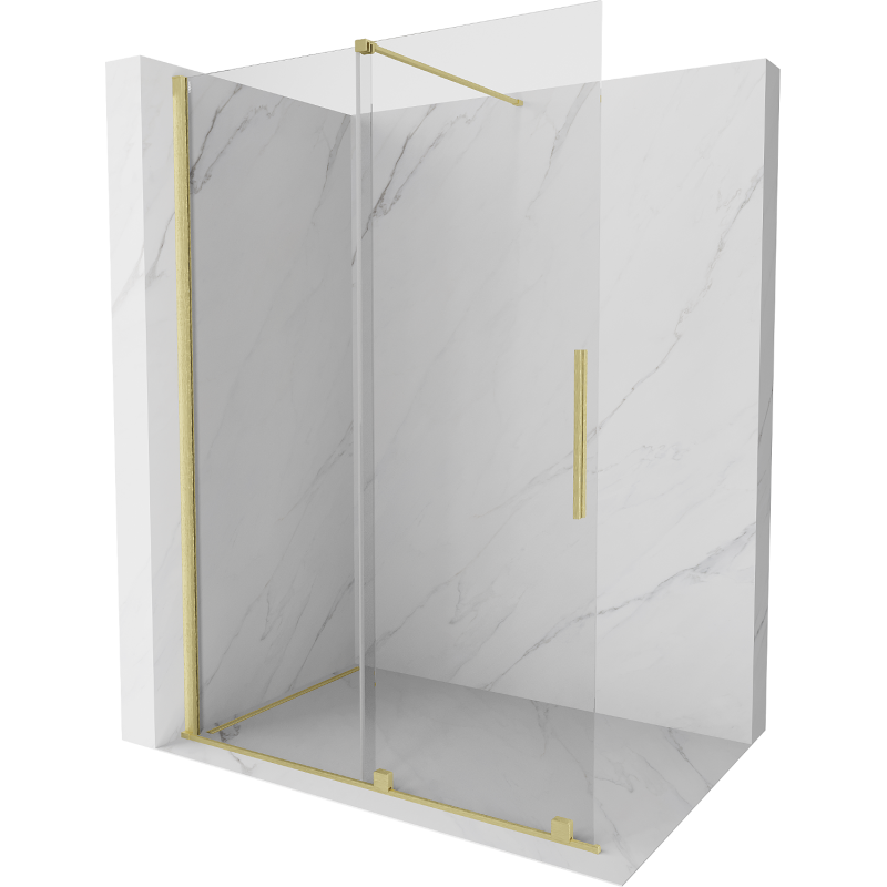 Mexen Velar Paroi de douche pliable Walk-in 140 x 200 cm, transparent 8 mm, doré brossé - 871-140-000-03-55