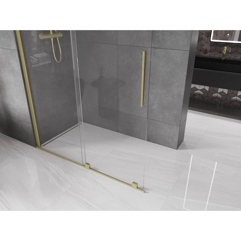 Mexen Velar paroi de douche coulissante Walk-in 140 x 200 cm, transparent 8 mm, or brossé - 871-140-000-03-55