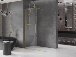 Mexen Velar Paroi de douche pliable Walk-in 140 x 200 cm, transparent 8 mm, doré brossé - 871-140-000-03-55
