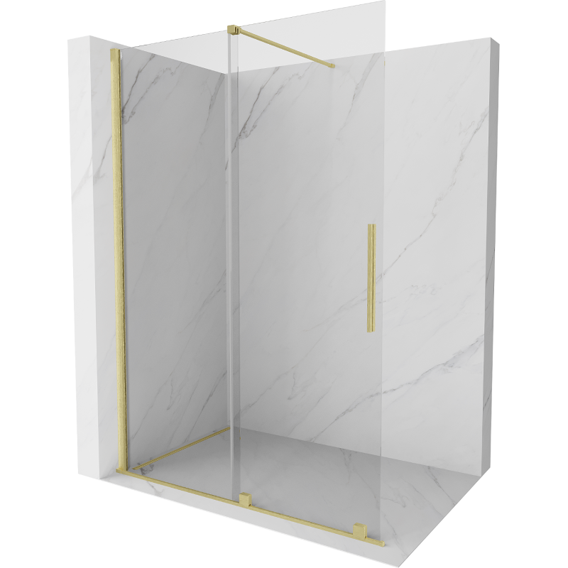 Cloison de douche coulissante Mexen Velar Walk-in 150 x 200 cm, transparent 8 mm, or brossé - 871-150-000-03-55